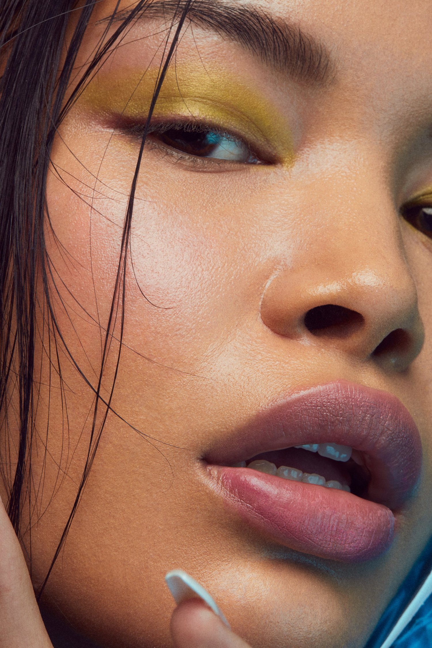 Beauty close-up with yellow eyeshadow