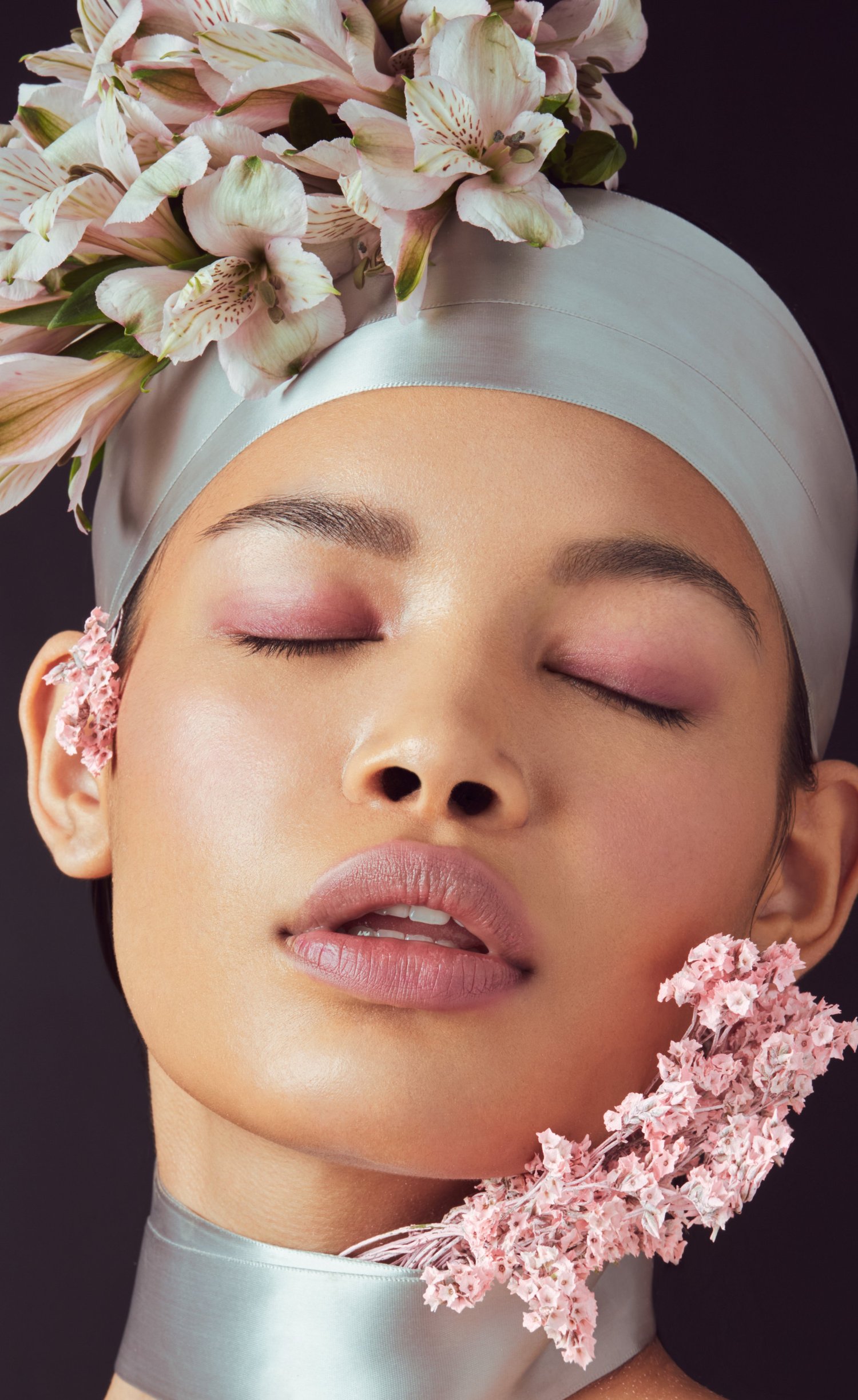 Beauty portrait with floral headpiece
