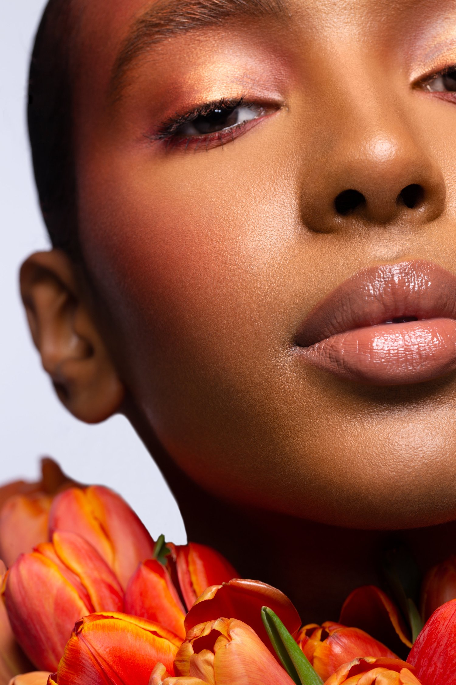 Beauty portrait with tulips